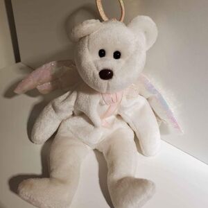 Ty White Angel Bear Stuffed Animal " Halo "